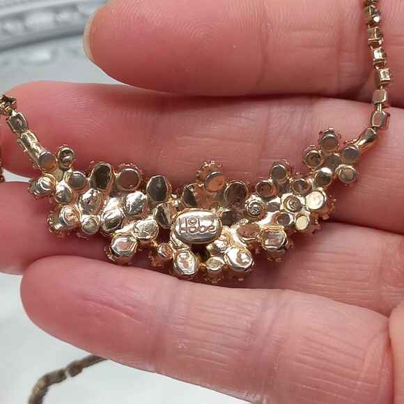 Vintage HOBE' rhinestone cluster choker necklace Signed - Picture 11 of 11